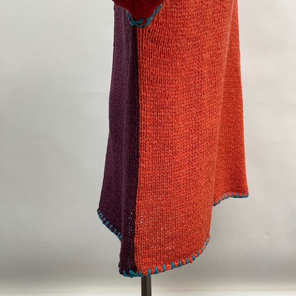 Jennifer Jenny George Sketchbook Ribbon Sweater Size 2X Red Orange Purple Blue - Picture 7 of 10